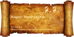 Hager Henrietta névjegykártya